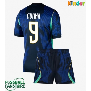 Brasilien Matheus Cunha #9 Replik Auswärtstrikot Kinder WM 2026 Kurzarm (+ Kurze Hosen)